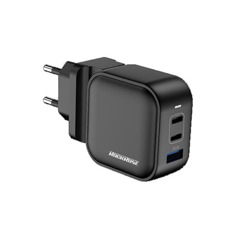 ROCKROSE RRTC07 POWERCUBE III G65 66W 3-Port Phone & Tablet Charger -Black